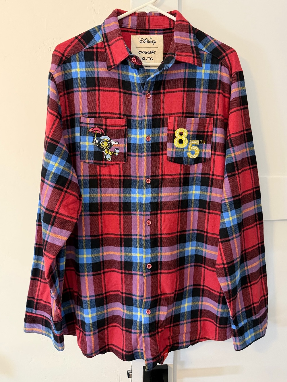 Disney Cakeworthy Pinocchio 85th Anniversary Unisex Plaid Flannel XL